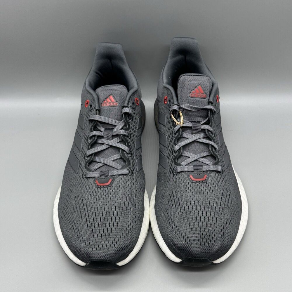 Adidas Pure Boost Grey Vivid Red Ultra Running Shoe Men's Size 9 NEW Sneakers - Picture 3 of 9